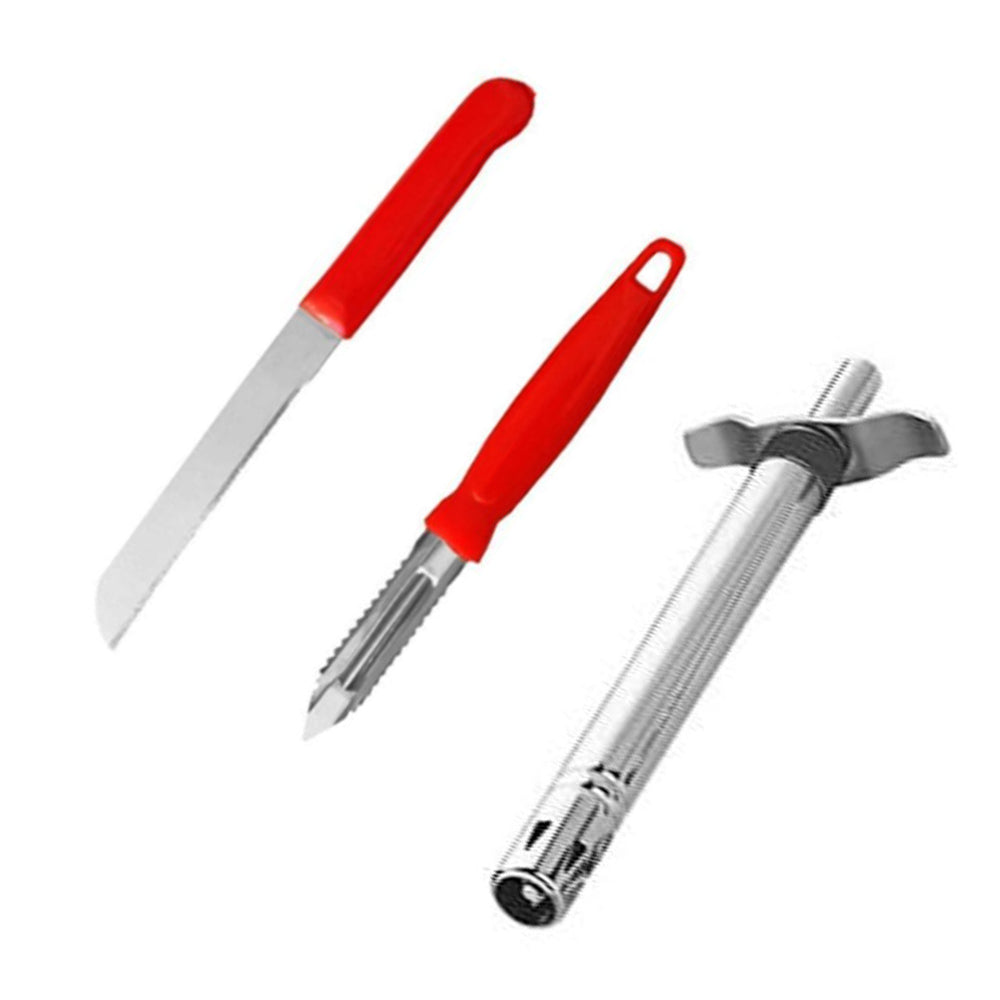 3 In 1 Kitchen Combo - Kitchen Lighter, Stainless Steel Knife and Peeler 