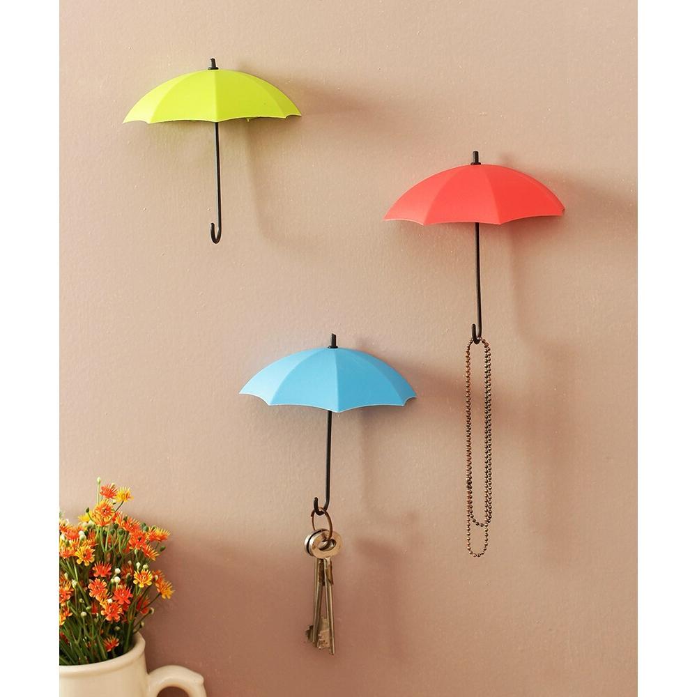 3pcs/set Cute Umbrella Wall Mount Key Holder Wall Hook Hanger Organizer Durable Wall hooks bathroom kitchen Umbrella Wall Hook