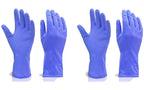 '- Flock line Reusable Rubber Hand Gloves (Blue) - 1pc