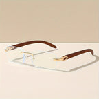 6 Pairs Trendy Rectangle Rimless Vintage Style Sunglasses