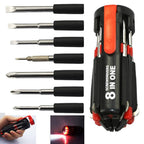 08 in 1 Multi-Function Screwdriver Kit with LED Portable Torch