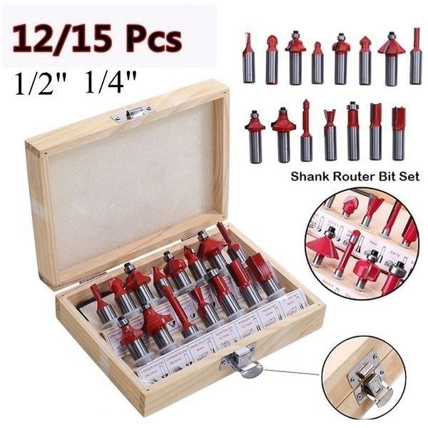 '-12/15pcs Milling Cutter Router Bit Set