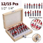 '-12/15pcs Milling Cutter Router Bit Set