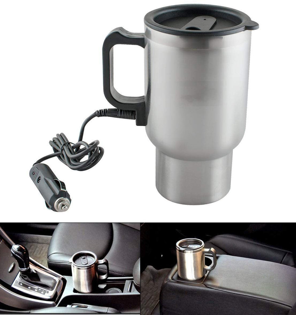 '-12V Car Charging Electric Kettle Mug (Silver)