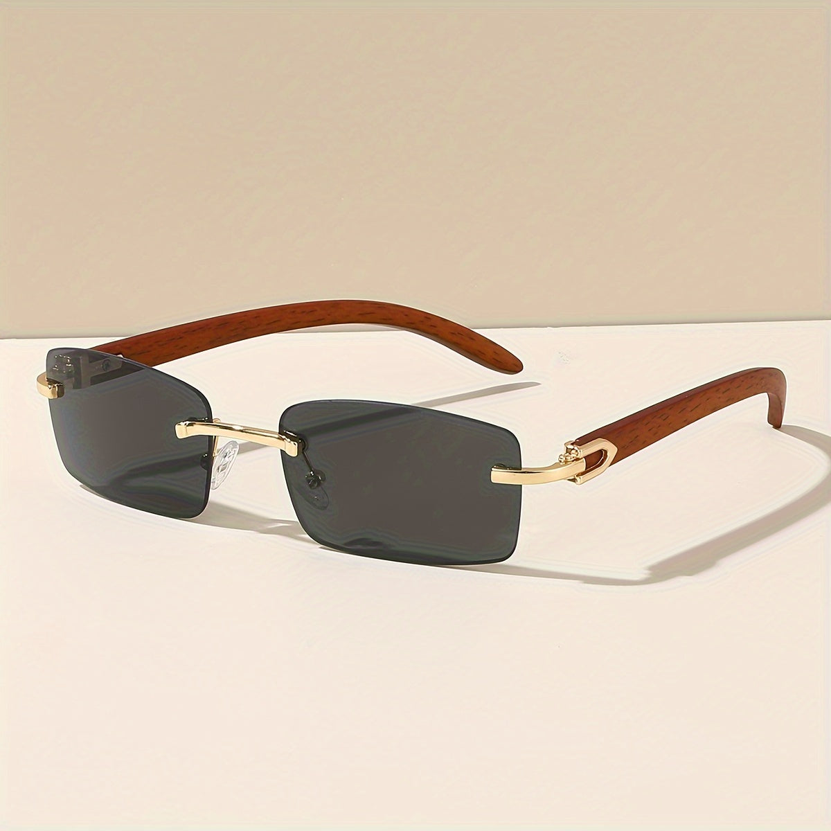 6 Pairs Trendy Rectangle Rimless Vintage Style Sunglasses