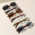 6 Pairs Trendy Rectangle Rimless Vintage Style Sunglasses