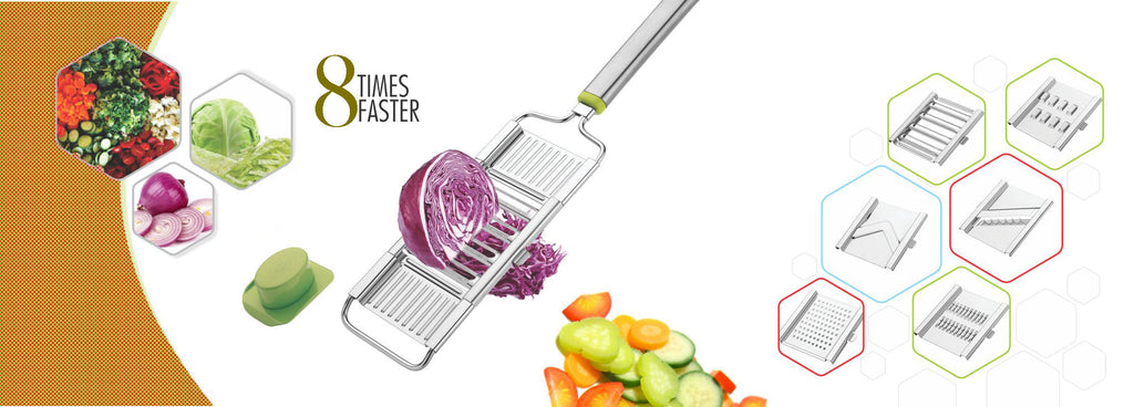6 in 1 Stainless Steel Kitchen Chips Chopper Cutter Slicer and Grater with Handle
