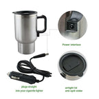 '-12V Car Charging Electric Kettle Mug (Silver)