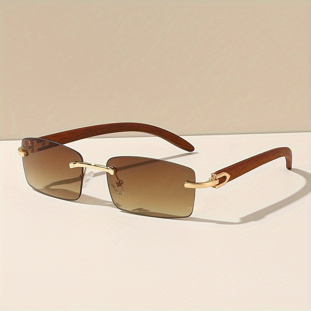 6 Pairs Trendy Rectangle Rimless Vintage Style Sunglasses
