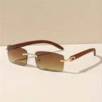 6 Pairs Trendy Rectangle Rimless Vintage Style Sunglasses